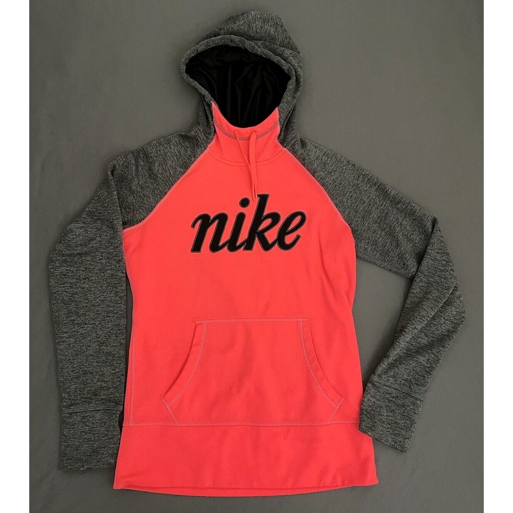 Nike‎ Womens Hoodie Size Small Neon Pink/ Gray Therma-Fit Athletic Sweater - Picture 2 of 12